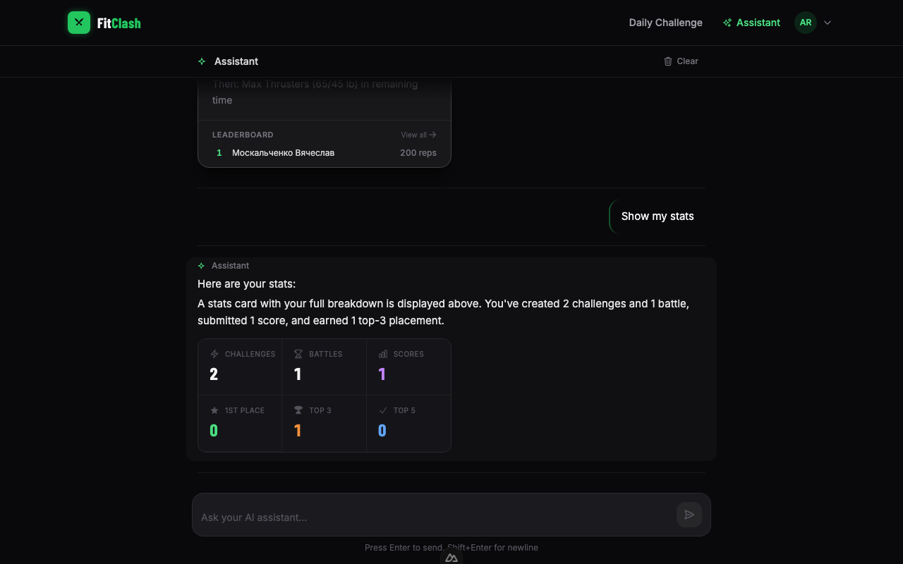 Stats dashboard in the assistant